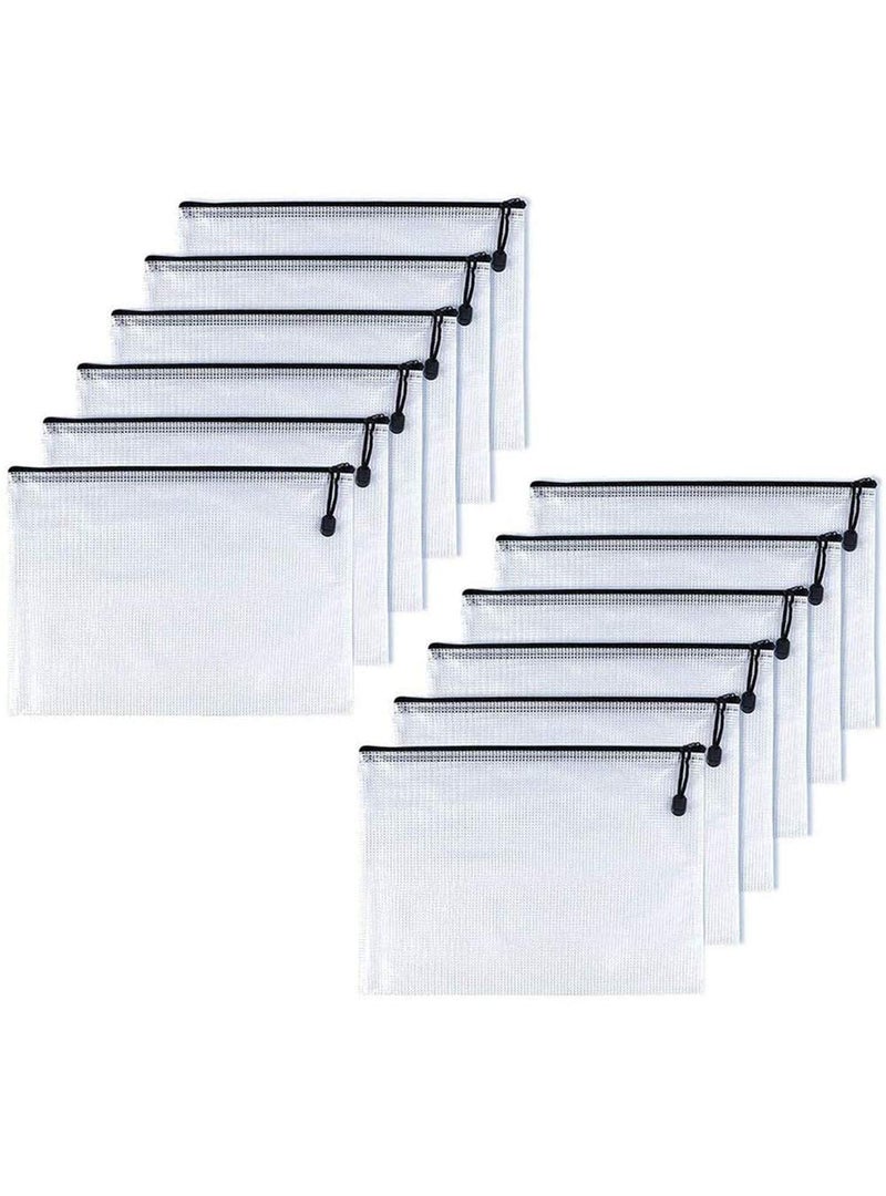 OAIMYY أويماي - A3 (17" × 11.5"، 12 قطعة)، حقيبة مجلدات بسحاب شبكي وملفات بلاستيكية للمكتب والمدرسة، السفر، تنظيم ألعاب الألغاز - أسود - Image 1